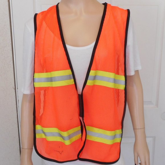 Set of 3 Safety Vests Orange Mesh - Picture 1 of 9
